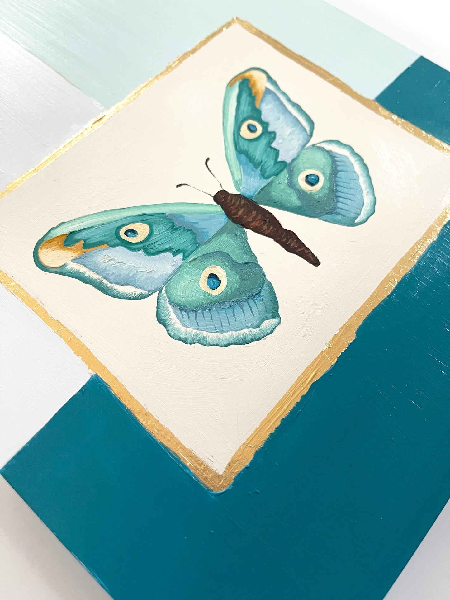 Butterfly in Blue I | Oil on wood panel