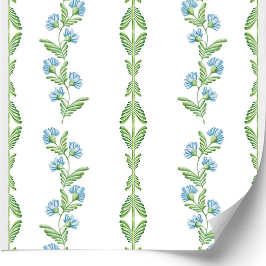 Ascending Floral Wallpaper in Serendipity Blue