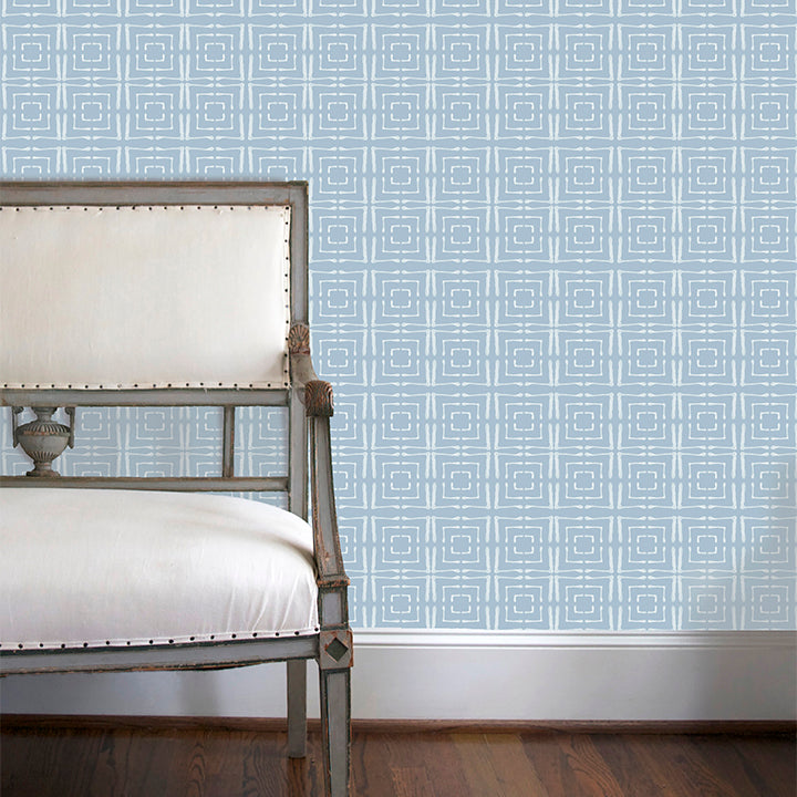 Centered Wallcovering in Slate Blue