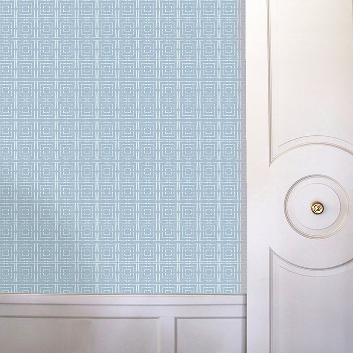 Centered Wallcovering in Slate Blue