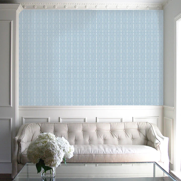 Centered Wallcovering in Slate Blue - SAMPLE