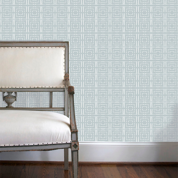 Centered Wallcovering in Stone Grey