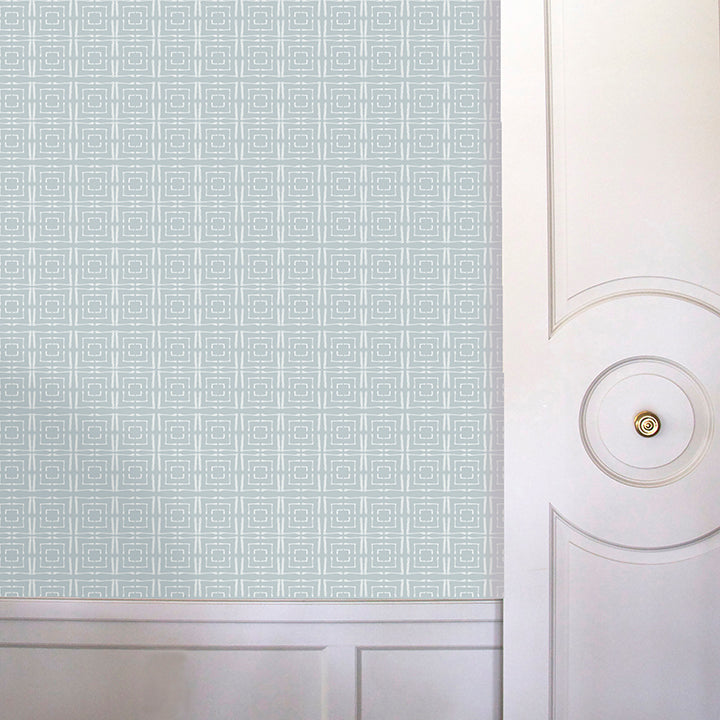 Centered Wallcovering in Stone Grey