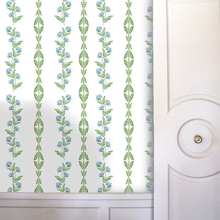 Ascending Floral Wallpaper in Serendipity Blue - SAMPLE