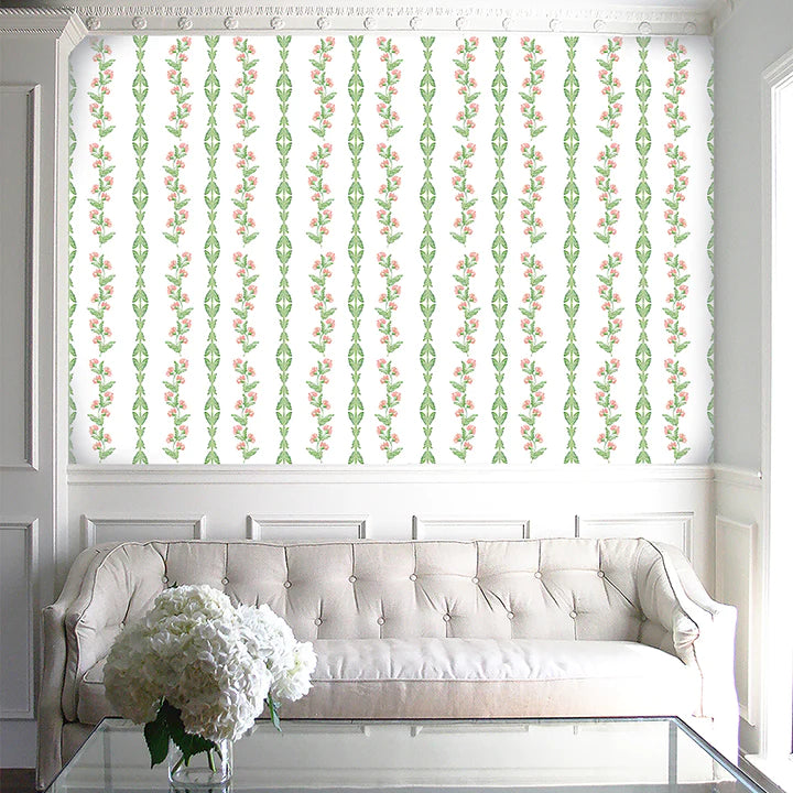 Ascending Floral Wallpaper in Blush - SAMPLE