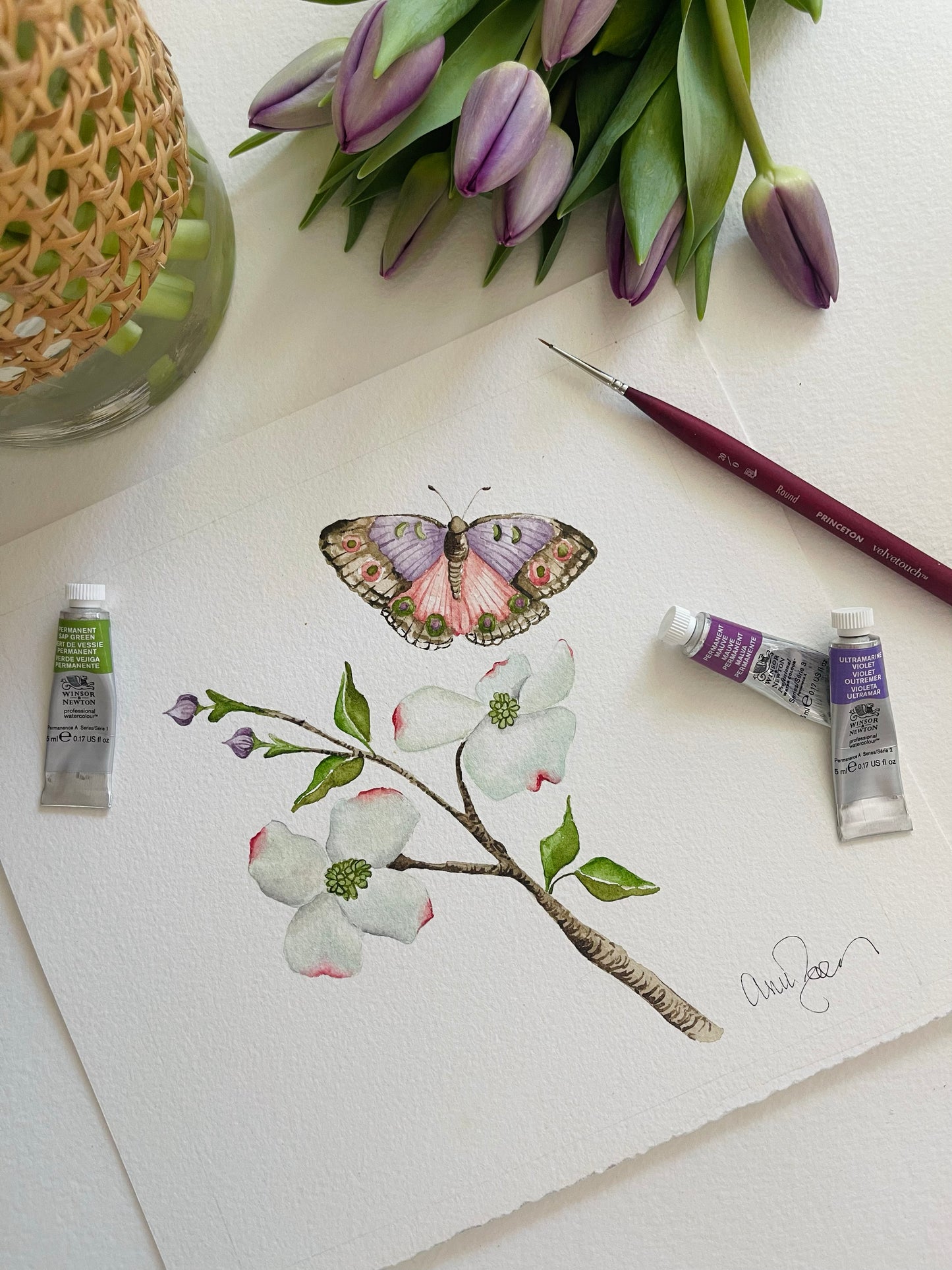 Botanical & Butterfly Study No. 6