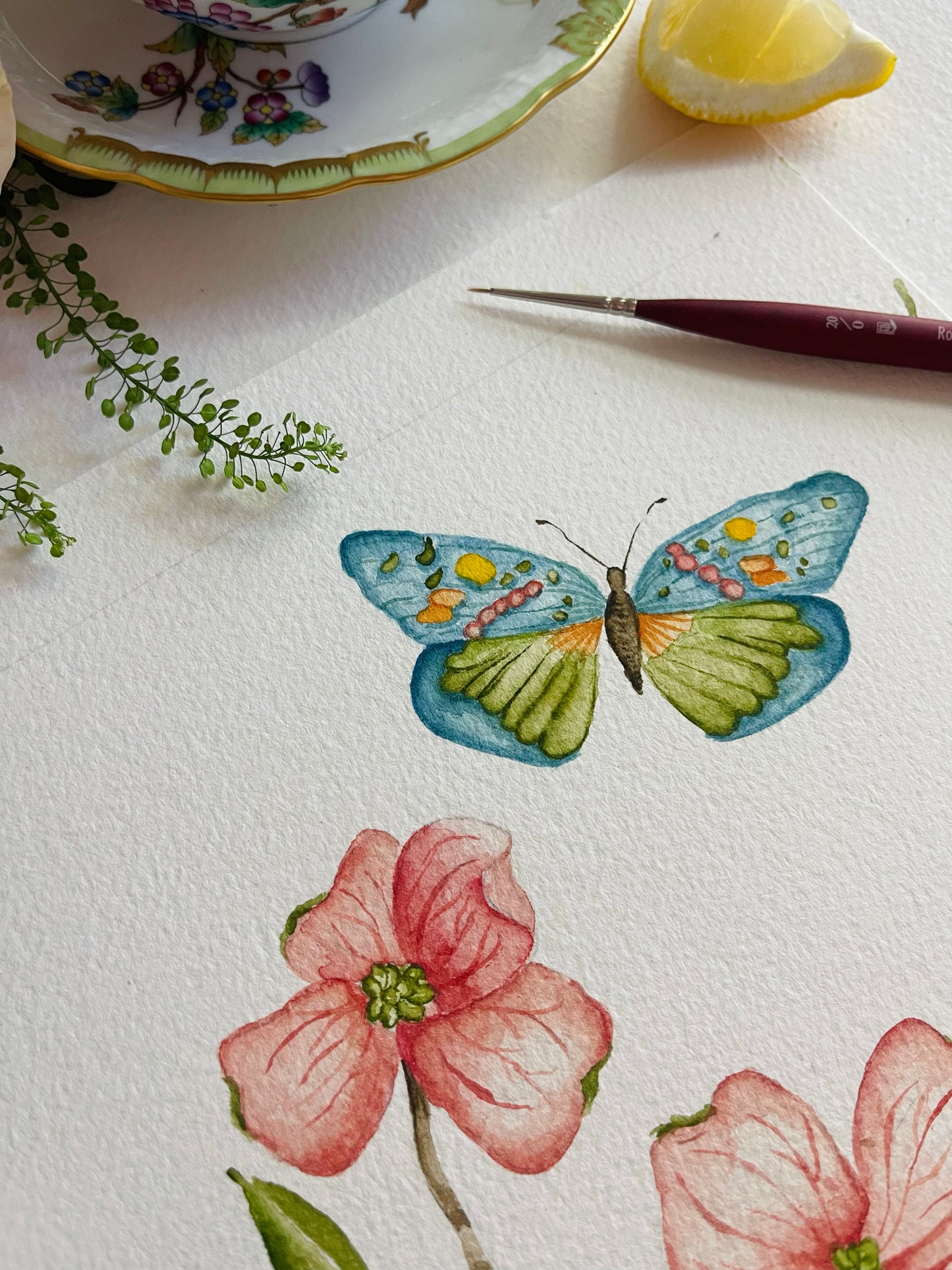 Botanical & Butterfly Study No. 9
