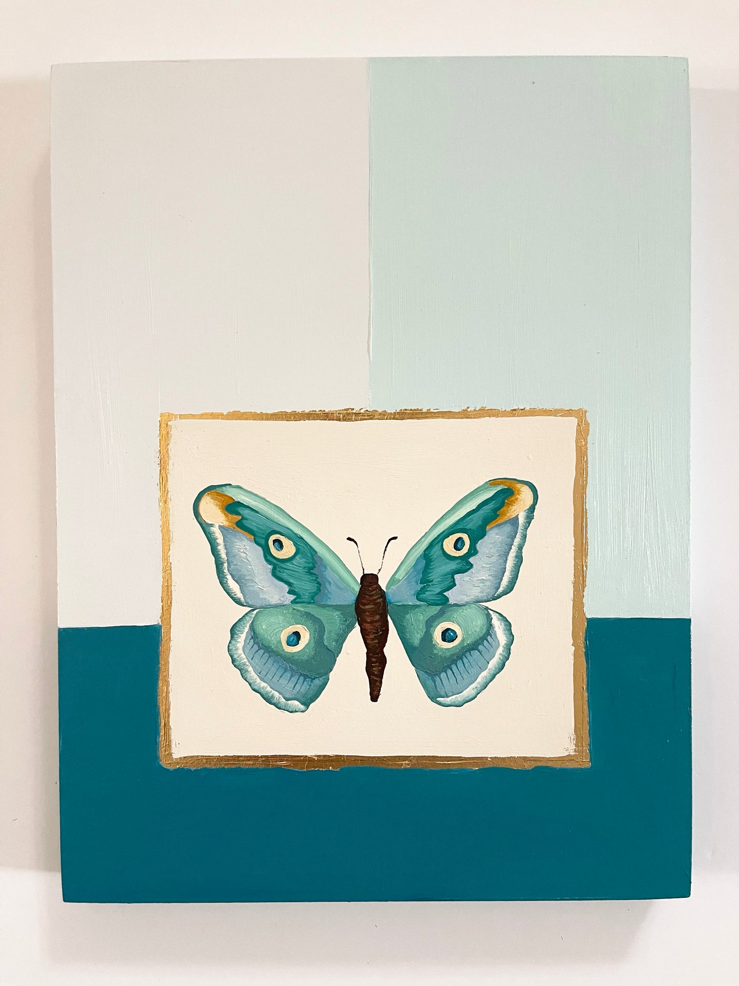 Butterfly in Blue I | Oil on wood panel