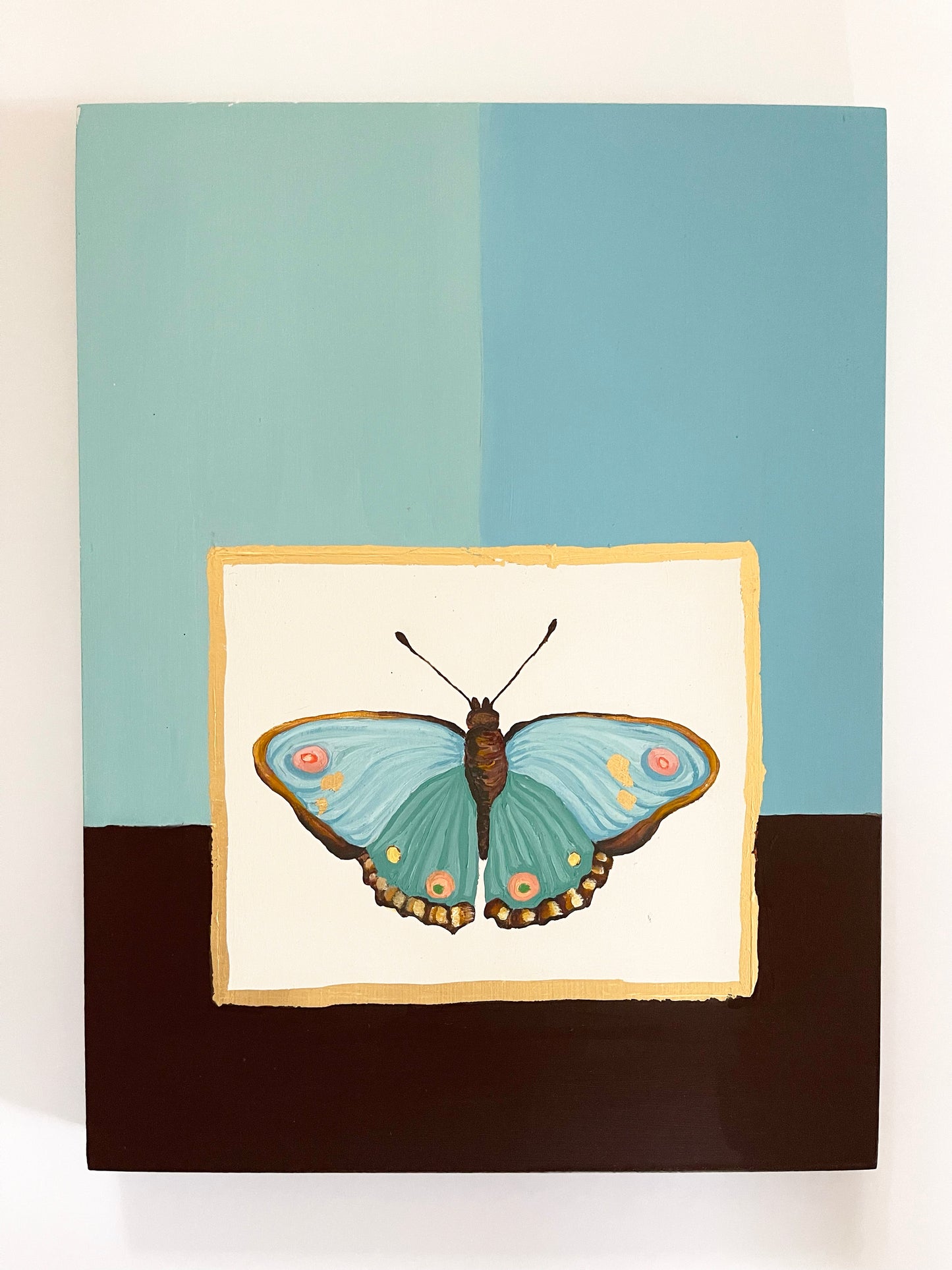 Butterfly in Blue/Blue II | Oil on Wood Panel