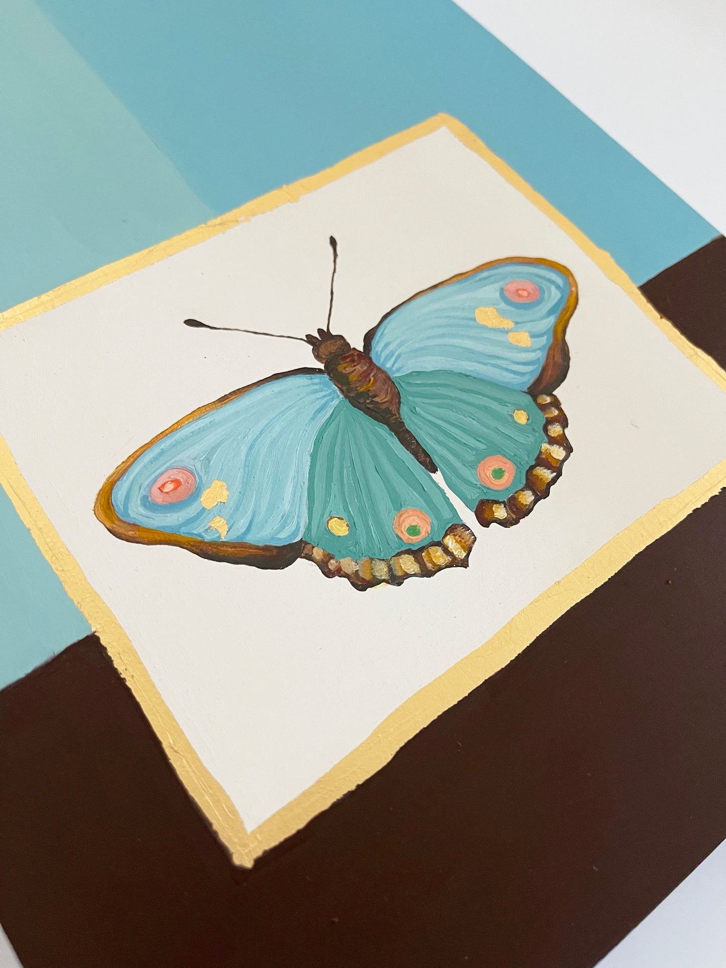 Butterfly in Blue/Blue II | Oil on Wood Panel