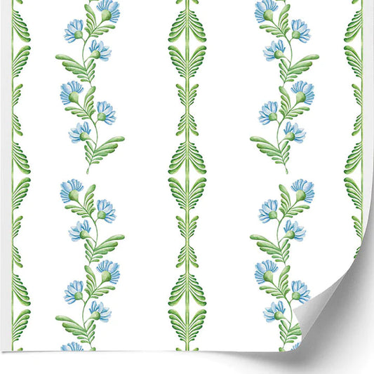 Ascending Floral Wallpaper in Serendipity Blue - SAMPLE