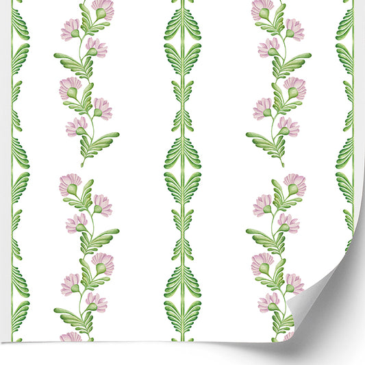 Ascending Floral Wallpaper in Lilac